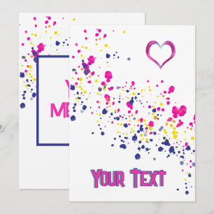 Diagonal Confetti Pink-Yellow-Blue-Design Einladung