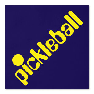 Diagonal Cool-hellgelbe PICKLEBALL auf Marine Tapete