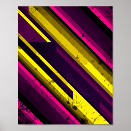 Diagonal-Design, muffig, gelb und rosa Poster