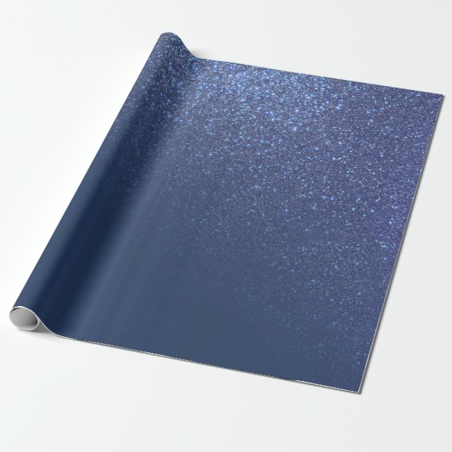 Diagonal Funkelnd Navy Blue Glitzer Gradient Ombre Geschenkpapier (Ungerollt)