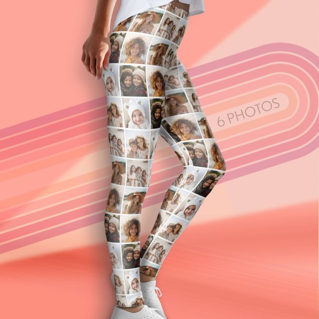 Diagonal Funky Foto Grid mit 6 Fotos Leggings (Custom Leggings with 6 Photos)