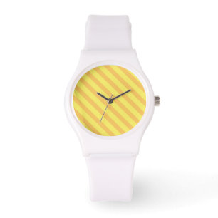 Diagonal-gelborange Streifen Armbanduhr