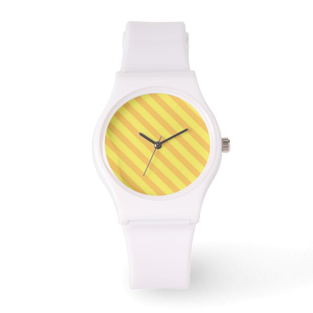 Diagonal-gelborange Streifen Armbanduhr (Vorderseite)