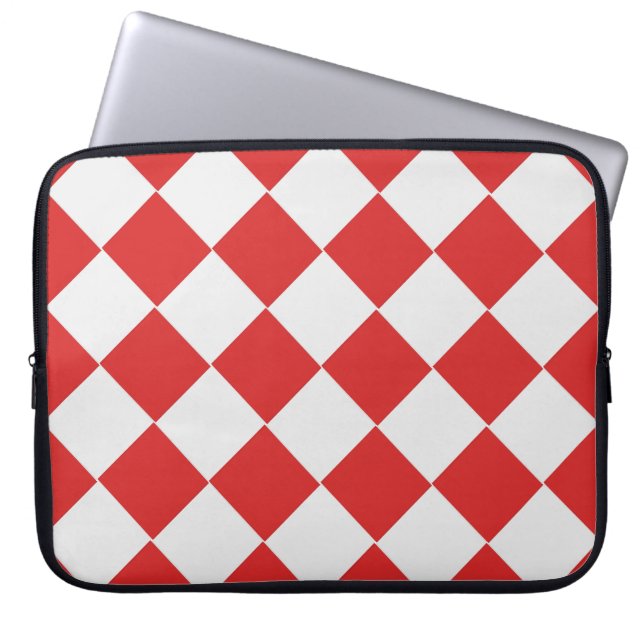 Diagonal gepolstertes Rot-Weiß-Muster Laptopschutzhülle (Vorderseite)