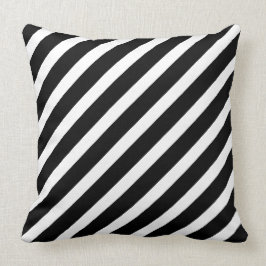 Diagonal gestreift schwarz & weiß kissen