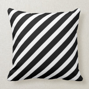 Diagonal gestreift schwarz & weiß kissen