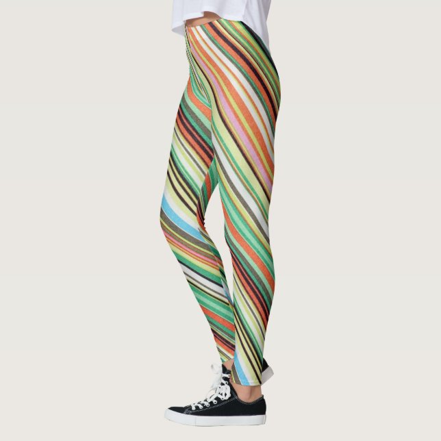Diagonal gestreifte mehrfarbige Leggings (Links)