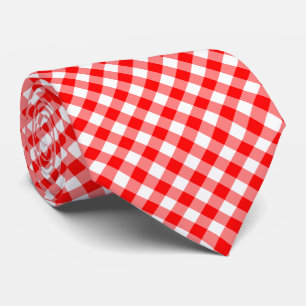 Diagonal-Gingham-Karo, rot und weiß, groß Krawatte