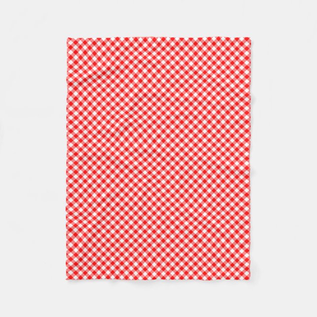 Diagonal-Gingham-Karo, rot und weiß, klein Fleecedecke (Vorderseite)