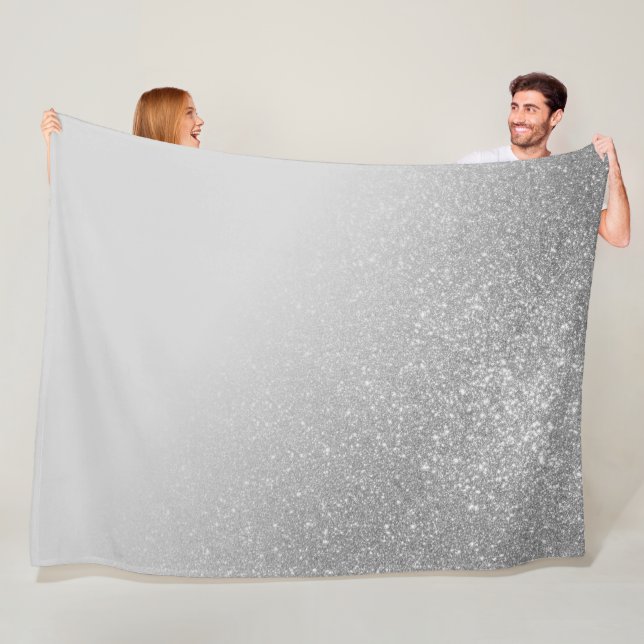 Diagonal Gray Silver Glitzer Gradient Ombre Fleecedecke (Beispiel)