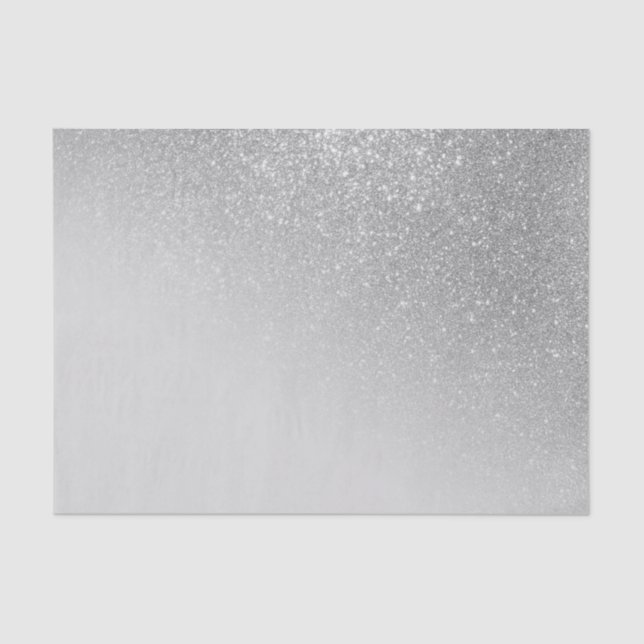 Diagonal Gray Silver Glitzer Gradient Ombre Seidenpapier (Vorderseite)