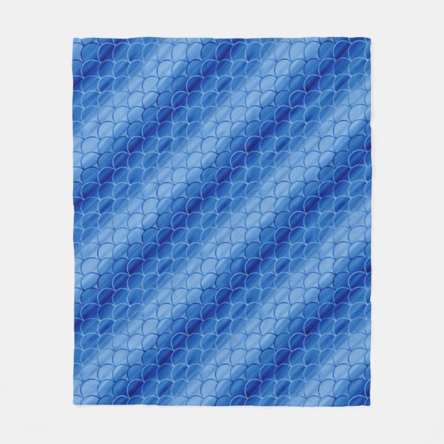 Diagonal Light und Dark Blue Fan Shapes Fleecedecke (Vorderseite)