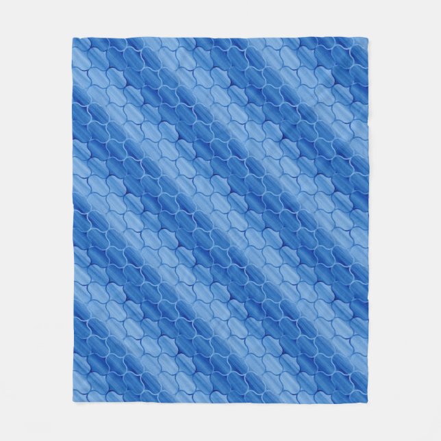 Diagonal Light und Dark Blue Ogee Muster Fleecedecke (Vorderseite)
