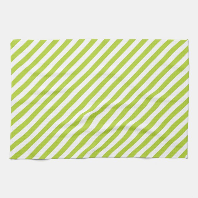 Diagonal lime green and white stripes pattern geschirrtuch (Horizontal)