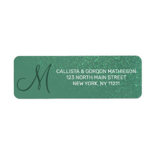 Diagonal Mermaid Green Glitzer Gradient Monogram