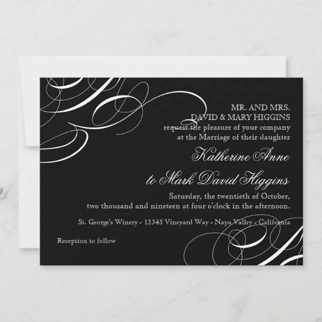 Diagonal Moderne Calligraphie Vintage Invitations  (Devant)