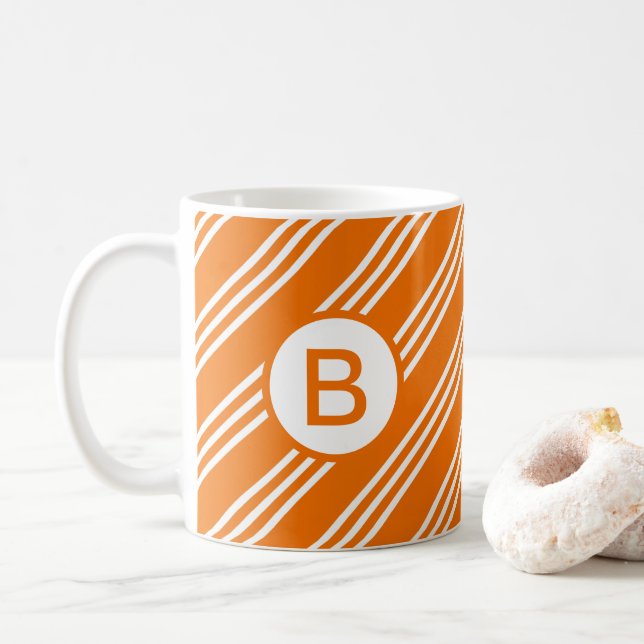 Diagonal-Orange-Streifen Kaffeetasse (Mit Donut)