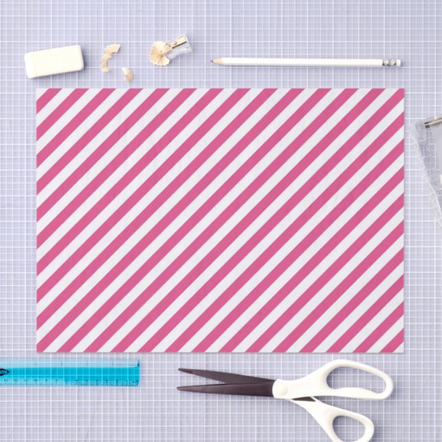 Diagonal pink and white stripes pattern seidenpapier (Handwerk)