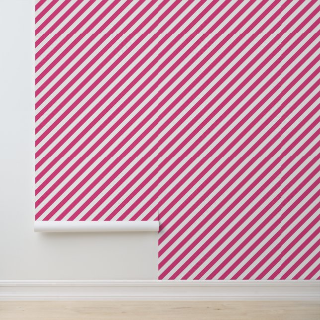 Diagonal pink and white stripes pattern tapete (Anwendung)