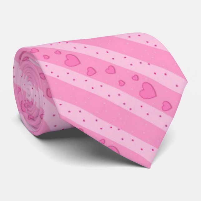 Diagonal Pink Hearts Krawatte (Gerollt)