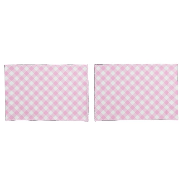 Diagonal Pink und Weiß Gingham Muster Kissenbezug (Vorderseite-Set)