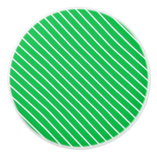 Diagonal pinstripes - smaragdgrün und weiß keramikknauf