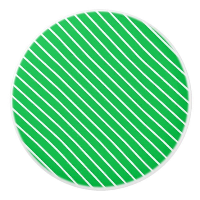 Diagonal pinstripes - smaragdgrün und weiß keramikknauf (Vorderseite)