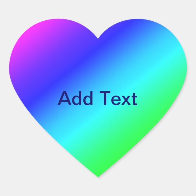 Diagonal Rainbow Gradient Blue to Green Herz-Aufkleber (Vorderseite)