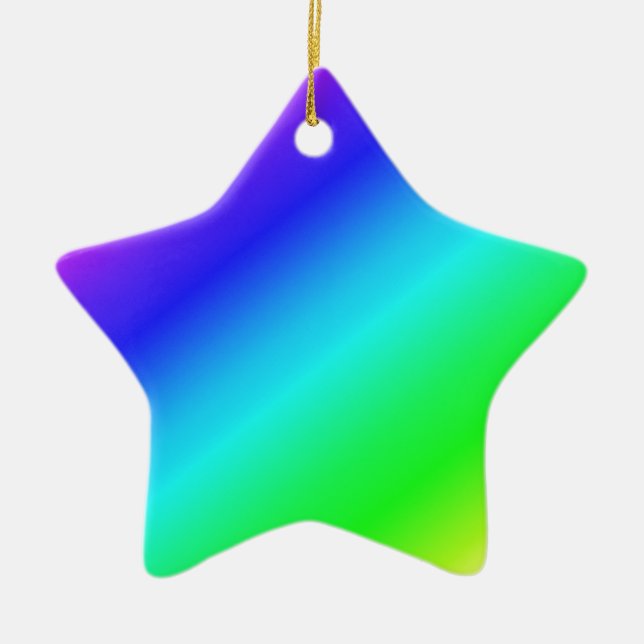 Diagonal Rainbow Gradient Blue to Green Keramik Ornament (Vorne)