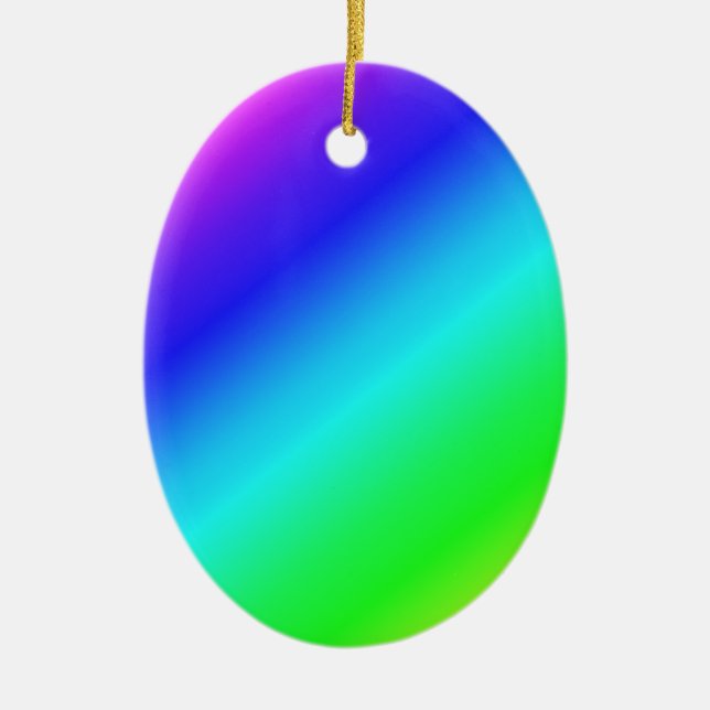 Diagonal Rainbow Gradient Blue to Green Keramikornament (Vorne)