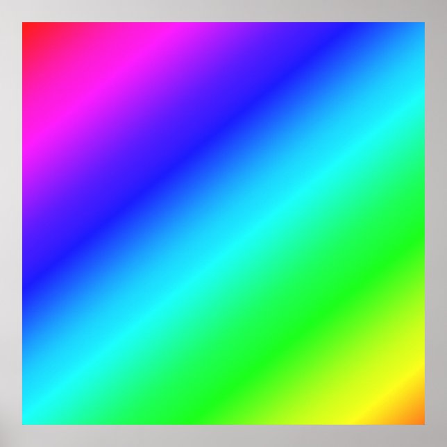 Diagonal Rainbow Gradient Blue to Green Poster (Vorne)