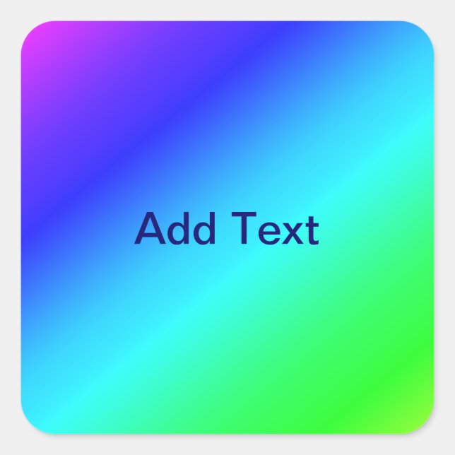 Diagonal Rainbow Gradient Blue to Green Quadratischer Aufkleber (Vorderseite)