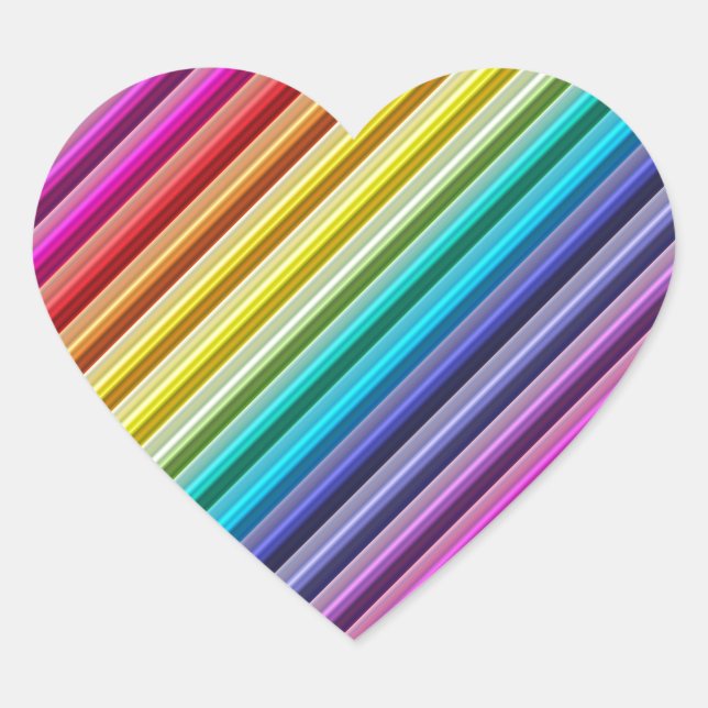 Diagonal Rainbow Herz-Aufkleber (Vorderseite)
