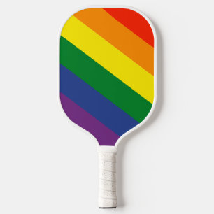 Diagonal Rainbow Striped Pickleball Schläger
