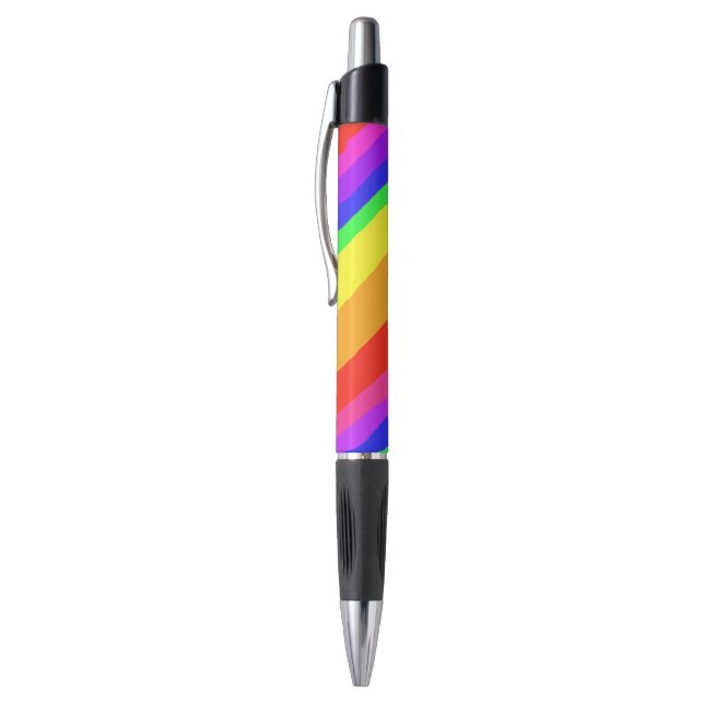 Diagonal Rainbow Stripes Muster Kugelschreiber (Oberseite (Vertikal))