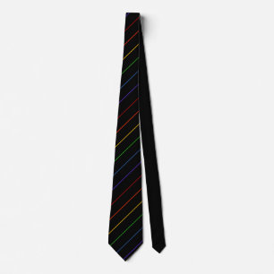 Diagonal Rainbow Thin Stripe Black Krawatte