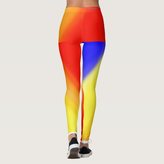 Diagonal Red Yellow Blue Waves Leggings (Rückseite)