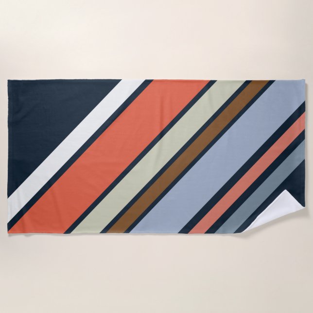 Diagonal Retro Design Streifen Strandtuch (Vorderseite)