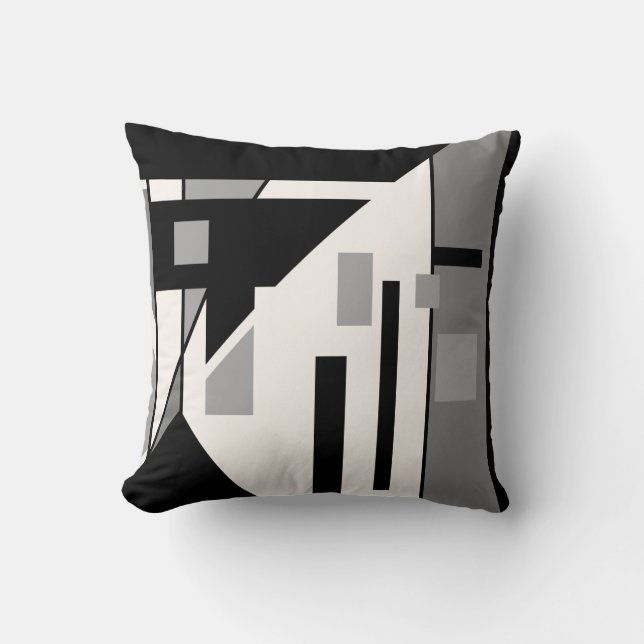 Diagonal Schwarz auf Weiß geometrisch Abstrakt Kissen (Vorderseite)