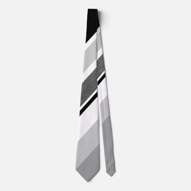 Diagonal, schwarz, grau, metallisch gestreift krawatte (Vorderseite)