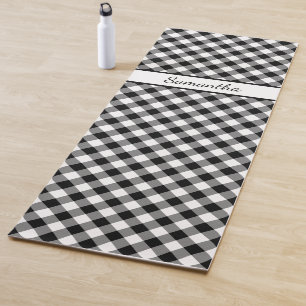 Diagonal Schwarz-weiß Buffalo Karo mit Ihrem Namen Yogamatte