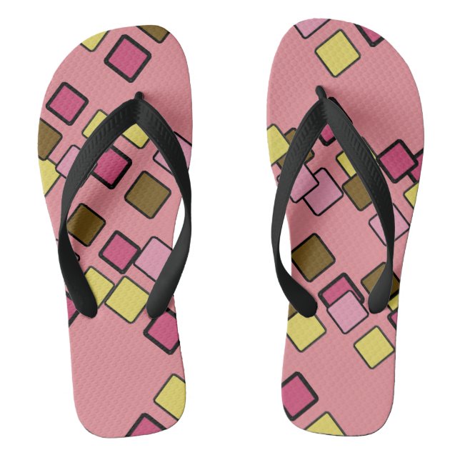 Diagonal Squares Chaos Pink Flip Flops (Fußbett)