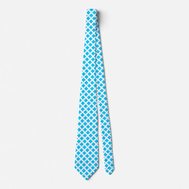 Diagonal Squares - Sky Blue on White Krawatte (Vorderseite)