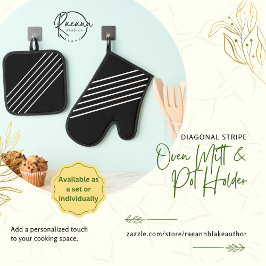 Diagonal streipled ofenhandschuh & Topflappen-Set