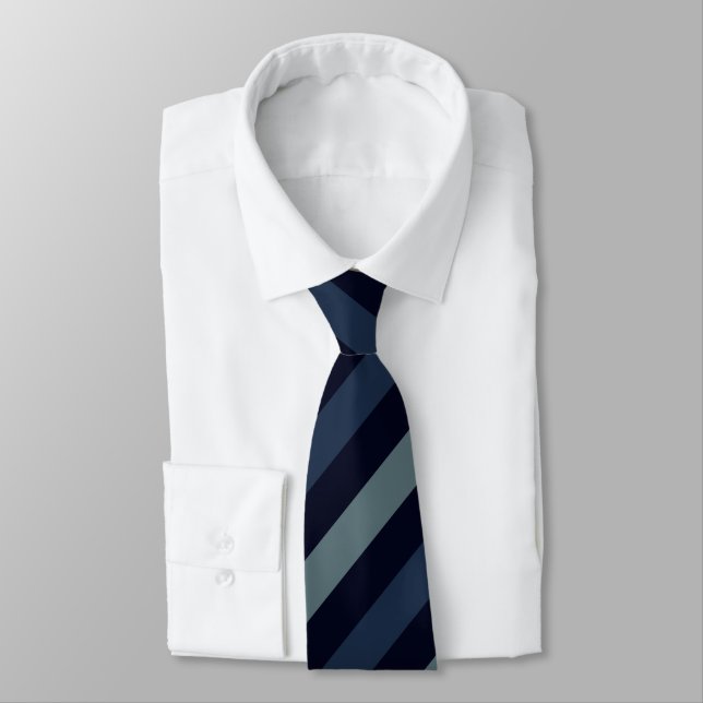 Diagonal Strip in Navy Blue, Slate Gray und Black Krawatte (Gebunden)