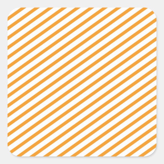 Diagonal Stripe Orange Muster Quadratischer Aufkleber (Vorderseite)