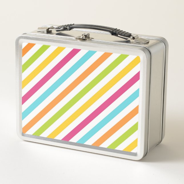 Diagonal stripes in vibrant colors metall brotdose (Vorderseite)