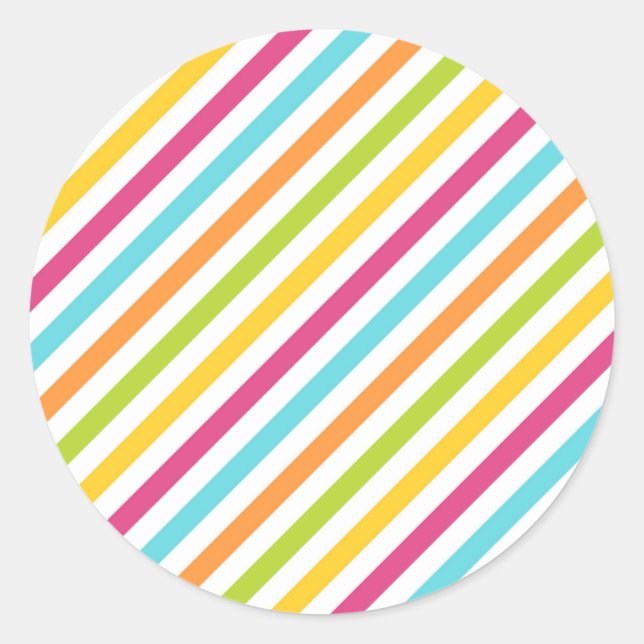 Diagonal stripes in vibrant colors runder aufkleber (Vorderseite)