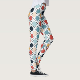 Diagonal Stripes Polka Dots Sketch Leggings