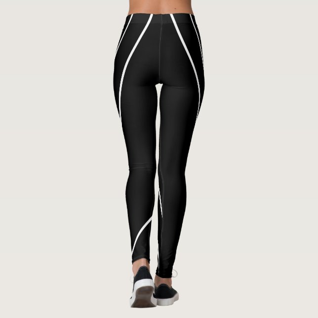 Diagonal Stripes sur Leggings noirs et blancs (Dos)